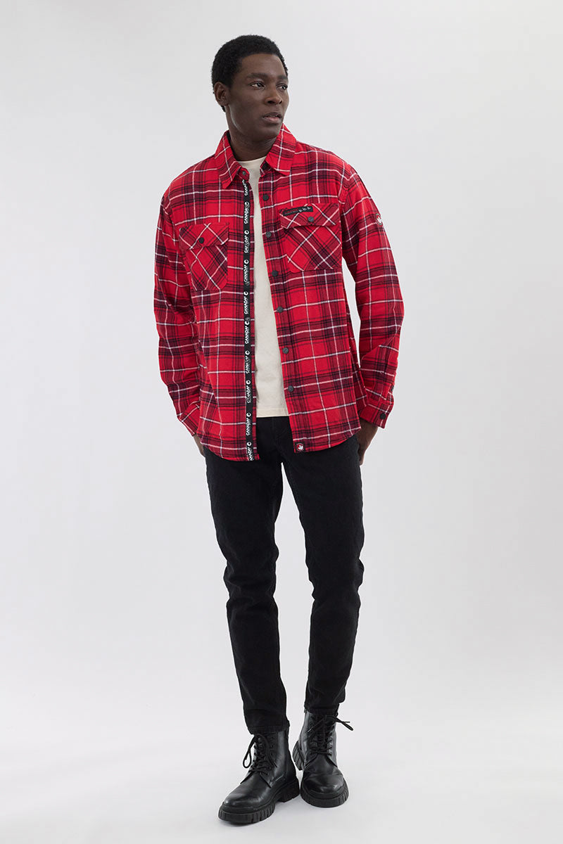 Canada Weather Gear Flannel Button Up Casual Shirt - Red - Mens Casual Shirts - Canada Weather Gear