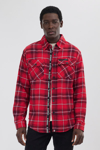 Canada Weather Gear Flannel Button Up Casual Shirt - Red - Mens Casual Shirts - Canada Weather Gear