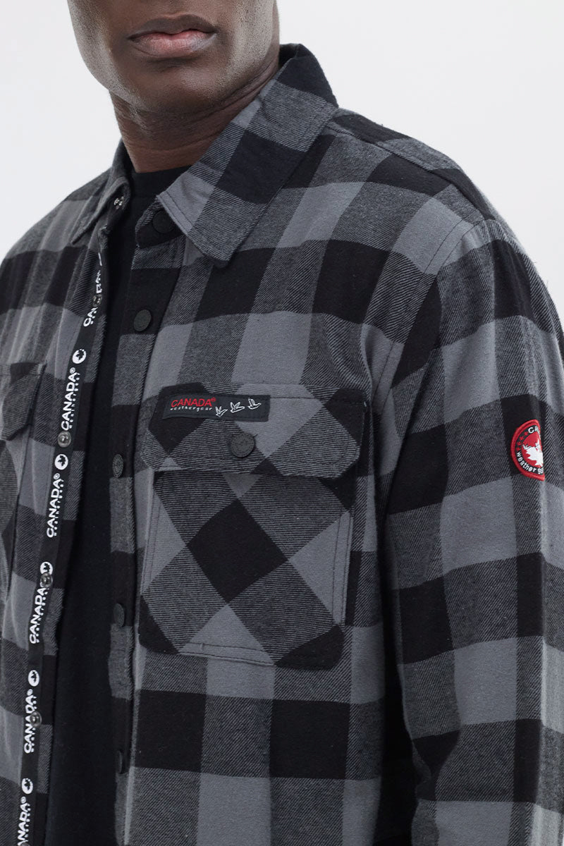 Canada Weather Gear Plaid Button Up Casual Shirt - Black - Mens Casual Shirts - Canada Weather Gear
