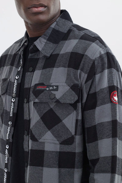 Canada Weather Gear Plaid Button Up Casual Shirt - Black - Mens Casual Shirts - Canada Weather Gear