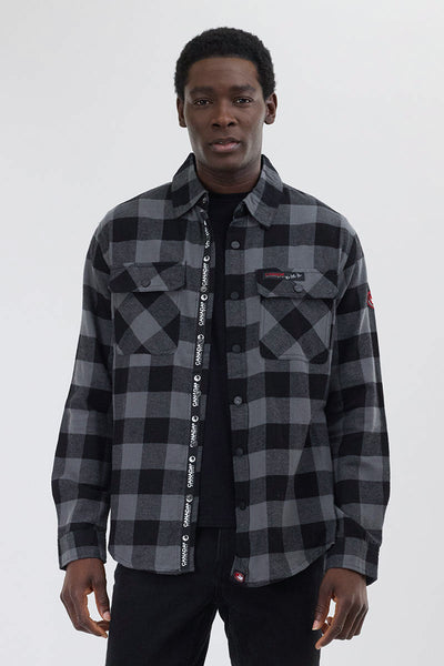 Canada Weather Gear Plaid Button Up Casual Shirt - Black - Mens Casual Shirts - Canada Weather Gear