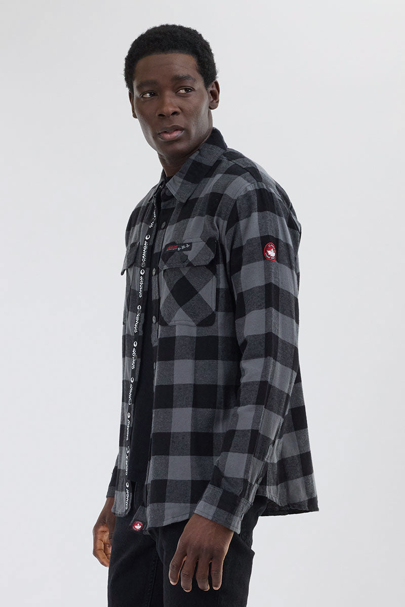 Canada Weather Gear Plaid Button Up Casual Shirt - Black - Mens Casual Shirts - Canada Weather Gear