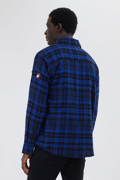 Canada Weather Gear Plaid Button Up Casual Shirt - Blue - Mens Casual Shirts - Canada Weather Gear