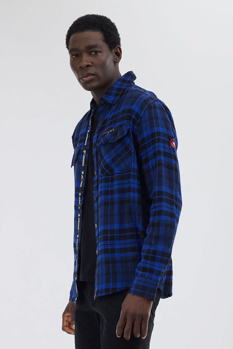 Canada Weather Gear Plaid Button Up Casual Shirt - Blue - Mens Casual Shirts - Canada Weather Gear