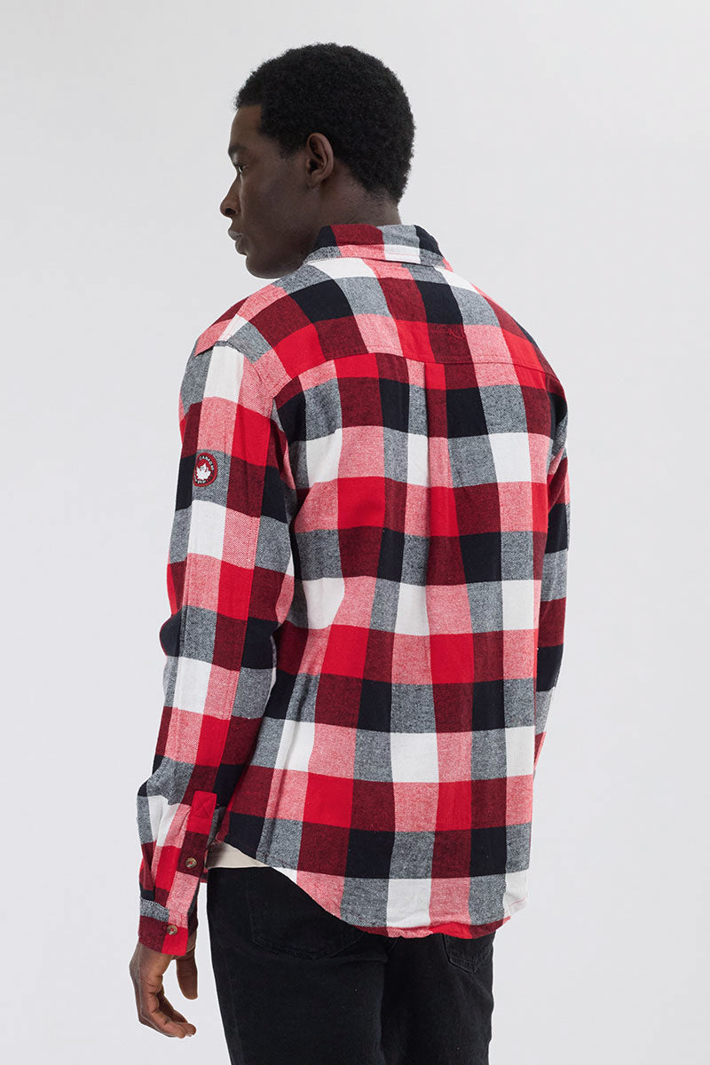 Canada Weather Gear Plaid Button Up Casual Shirt - Red - Mens Casual Shirts - Canada Weather Gear