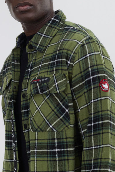 Canada Weather Gear Plaid Button Up Casual Shirt - Olive - Mens Casual Shirts - Canada Weather Gear