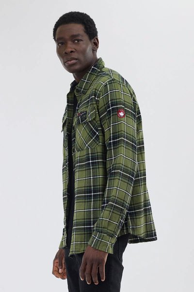 Canada Weather Gear Plaid Button Up Casual Shirt - Olive - Mens Casual Shirts - Canada Weather Gear