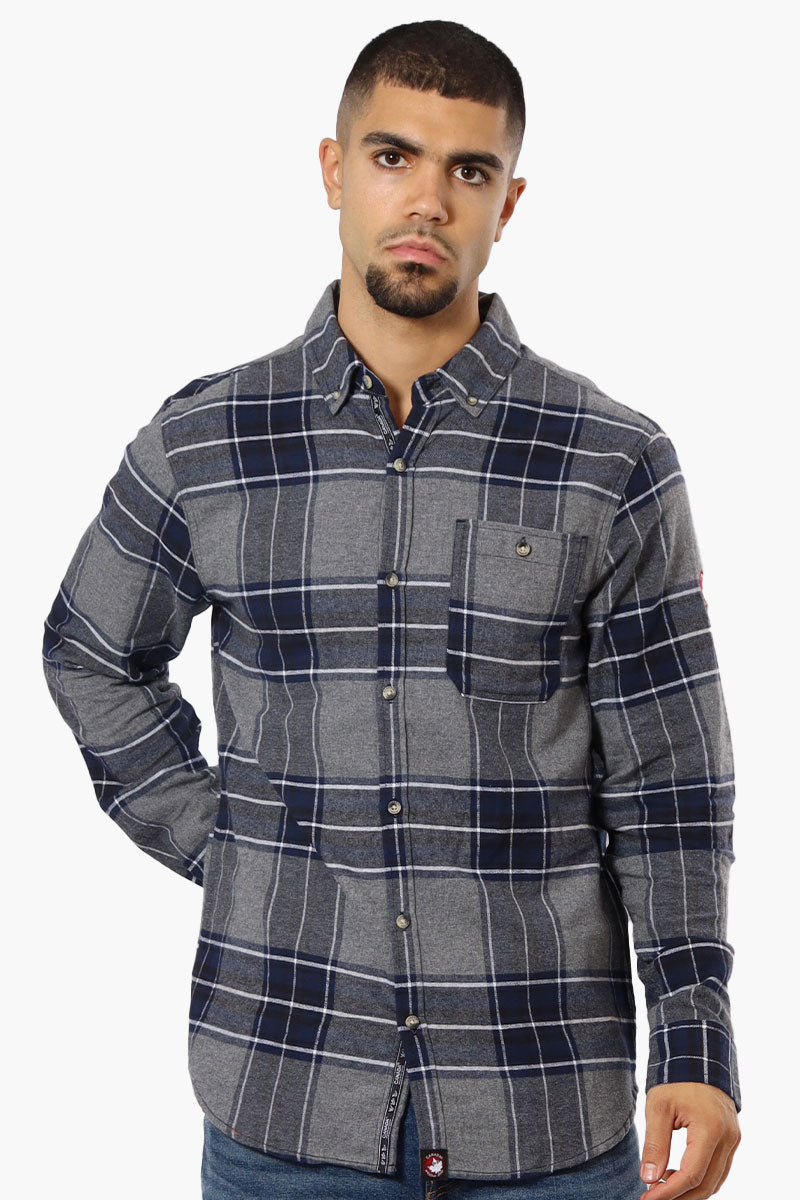 Canada Weather Gear Plaid Button Down Casual Shirt - Grey - Mens Casual Shirts - Canada Weather Gear