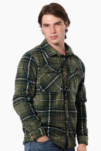 Canada Weather Gear Plaid Sherpa Lined Lightweight Jacket - Olive - Mens Lightweight Jackets - Canada Weather Gear