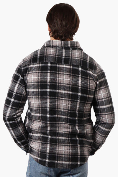 Canada Weather Gear Plaid Fleece Button Up Shacket - Black