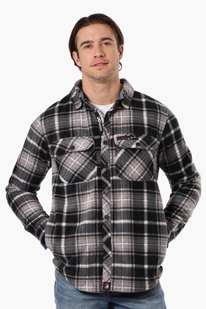 Canada Weather Gear Plaid Fleece Button Up Shacket - Black