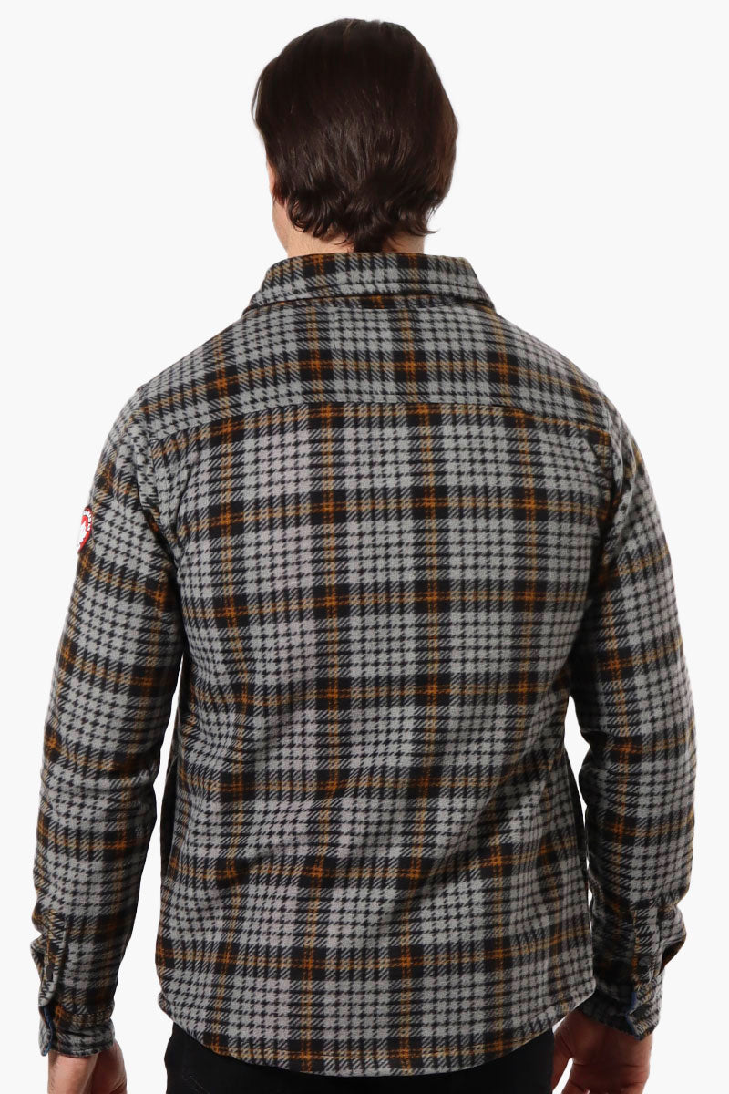 Canada Weather Gear Plaid Fleece Button Up Shacket - Grey - Mens Lightweight Jackets - Canada Weather Gear