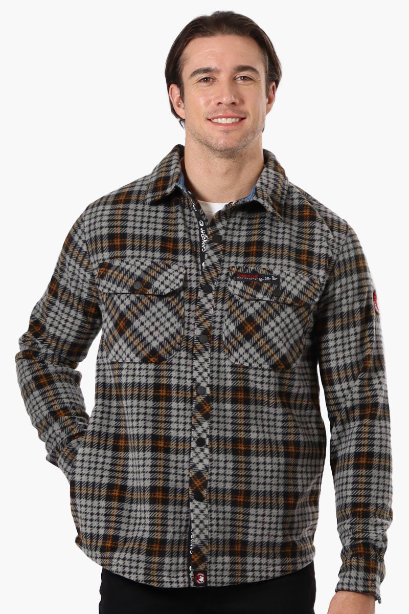 Canada Weather Gear Plaid Fleece Button Up Shacket - Grey