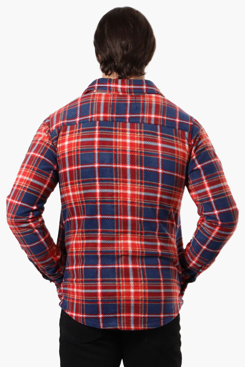 Canada Weather Gear Plaid Fleece Button Up Shacket - Navy