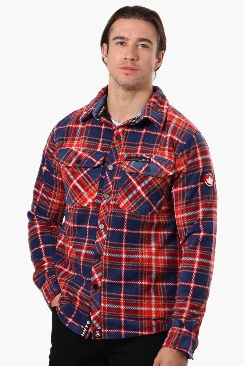 Canada Weather Gear Plaid Fleece Button Up Shacket - Navy