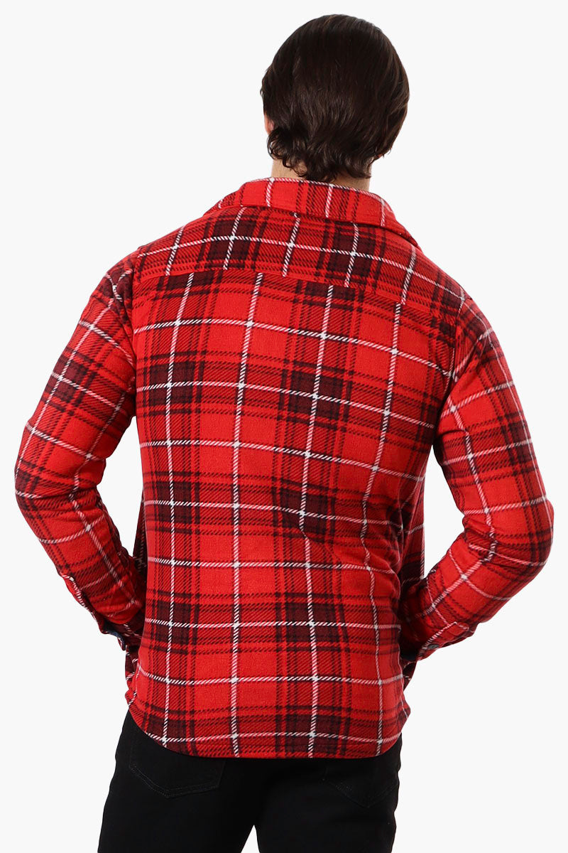 Canada Weather Gear Plaid Fleece Button Up Shacket - Red - Mens Lightweight Jackets - Canada Weather Gear