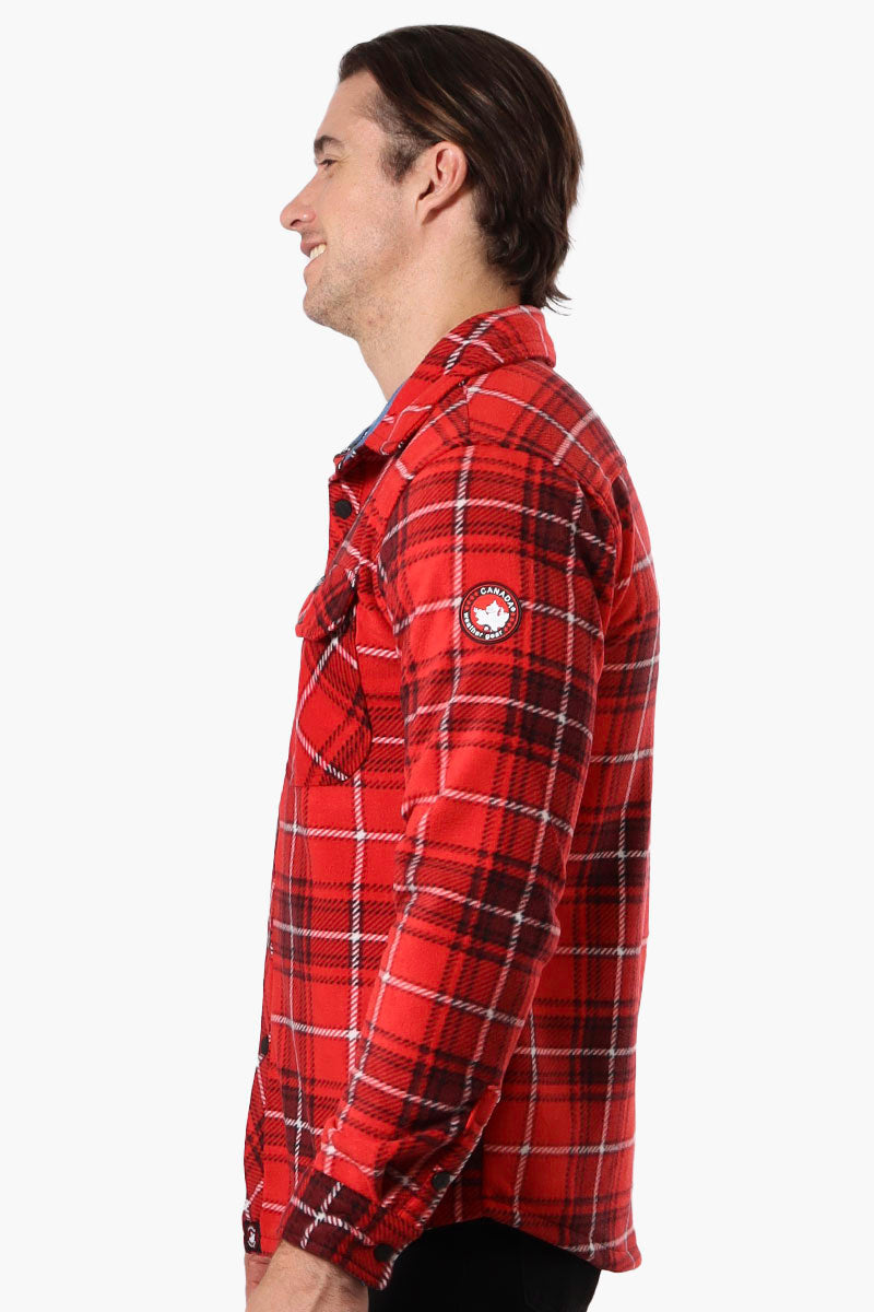 Canada Weather Gear Plaid Fleece Button Up Shacket - Red - Mens Lightweight Jackets - Canada Weather Gear