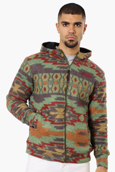 Canada Weather Gear Patterned Fleece Lined Lightweight Jacket - Green - Mens Lightweight Jackets - Canada Weather Gear