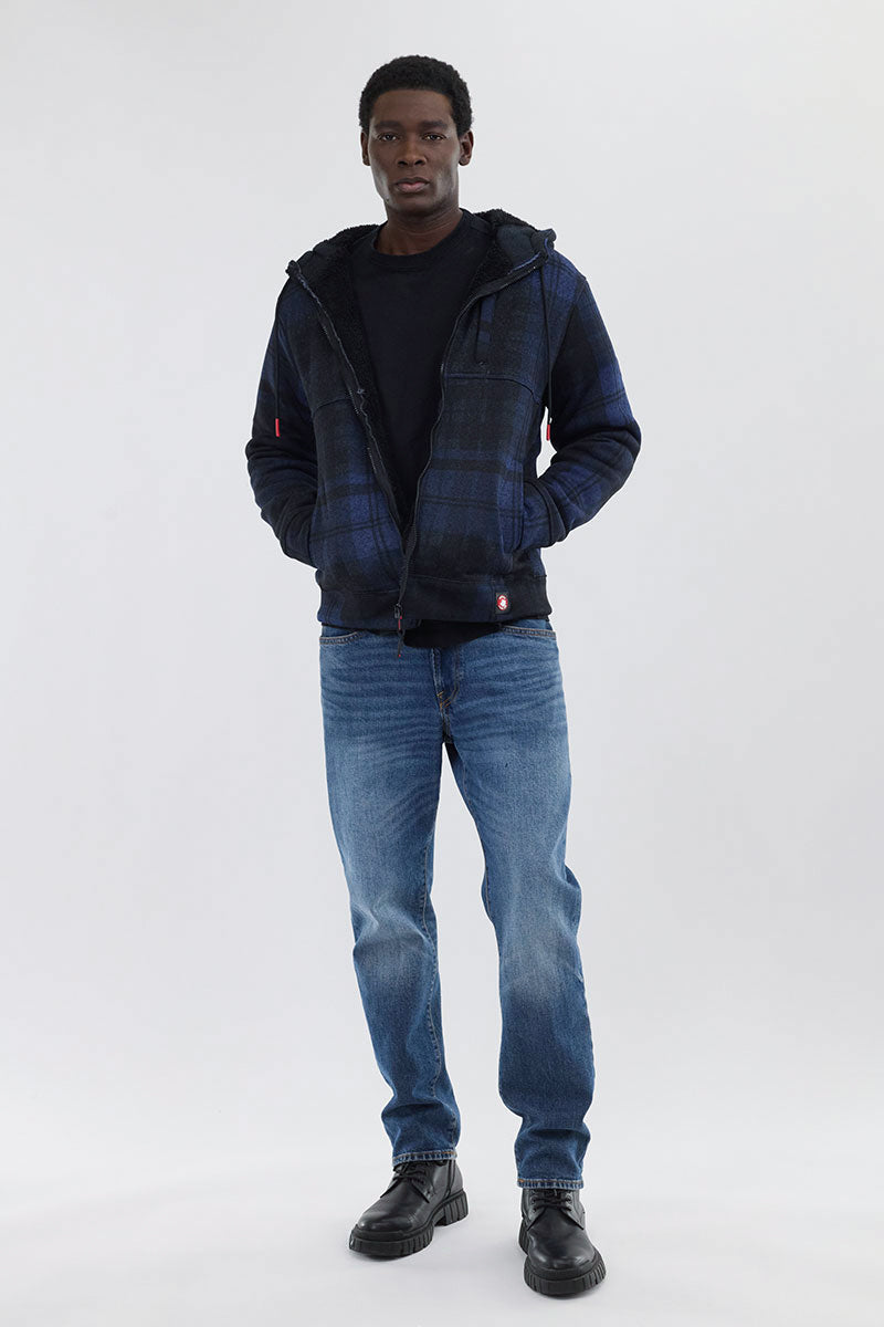 Canada Weather Gear Hooded Sherpa Lined Lightweight Jacket - Navy - Mens Lightweight Jackets - Canada Weather Gear