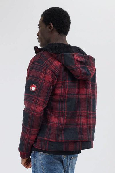 Canada Weather Gear Hooded Sherpa Lined Lightweight Jacket - Red - Mens Lightweight Jackets - Canada Weather Gear