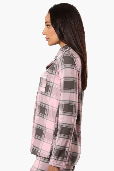 Canada Weather Gear Plaid Button Down Pajama Top - Pink - Womens Pajamas - Canada Weather Gear