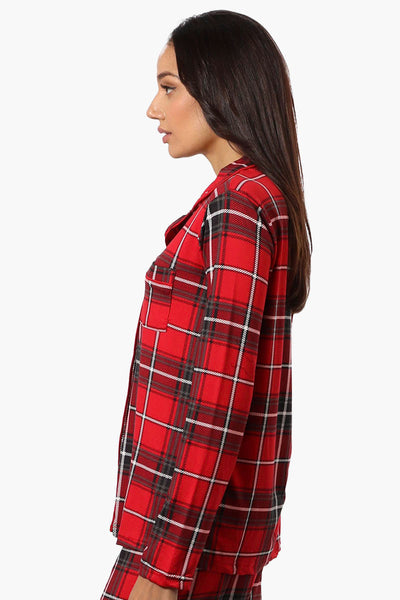 Canada Weather Gear Plaid Button Down Pajama Top - Red - Womens Pajamas - Canada Weather Gear