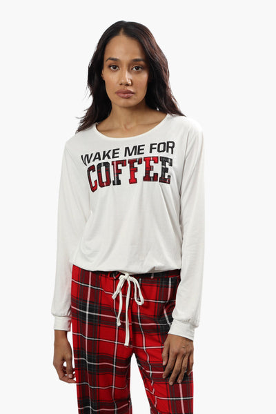 Canada Weather Gear Coffee Print Pajama Top - White - Womens Pajamas - Canada Weather Gear
