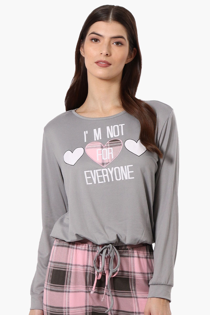 Cuddly Canuckies I'm Not For Everyone Print Pajama Top - Grey - Womens Pajamas - Canada Weather Gear