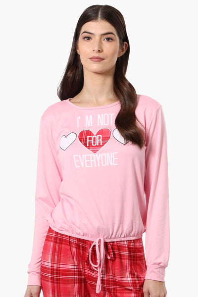 Cuddly Canuckies I'm Not For Everyone Print Pajama Top - Pink - Womens Pajamas - Canada Weather Gear