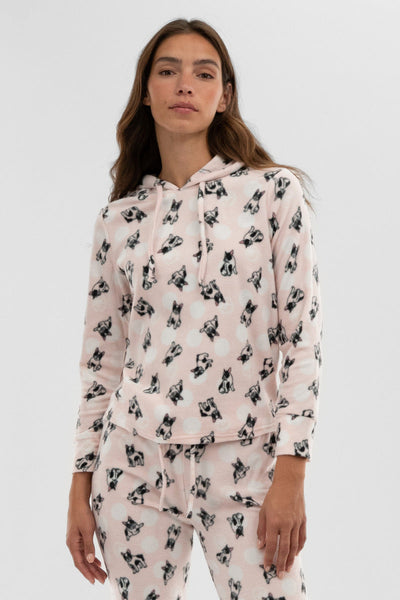 Canada Weather Gear Plaid Hooded Pajama Top - Blush - Womens Pajamas - Canada Weather Gear