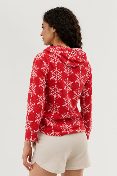 Canada Weather Gear Festive Print Hooded Pajama Top - Red - Womens Pajamas - Canada Weather Gear
