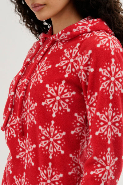 Canada Weather Gear Festive Print Hooded Pajama Top - Red - Womens Pajamas - Canada Weather Gear