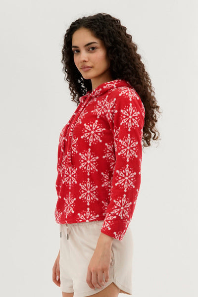 Canada Weather Gear Festive Print Hooded Pajama Top - Red - Womens Pajamas - Canada Weather Gear