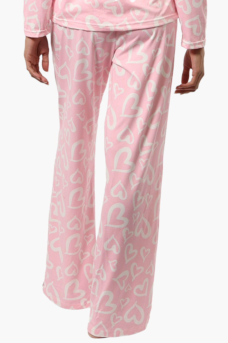 Canada Weather Gear Heart Pattern Wide Leg Pajama Pants - Pink - Womens Pajamas - Canada Weather Gear