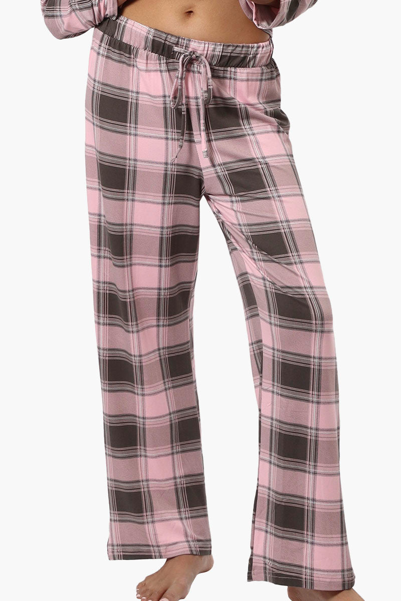 Canada Weather Gear Plaid Wide Leg Pajama Pants - Pink - Womens Pajamas - Canada Weather Gear