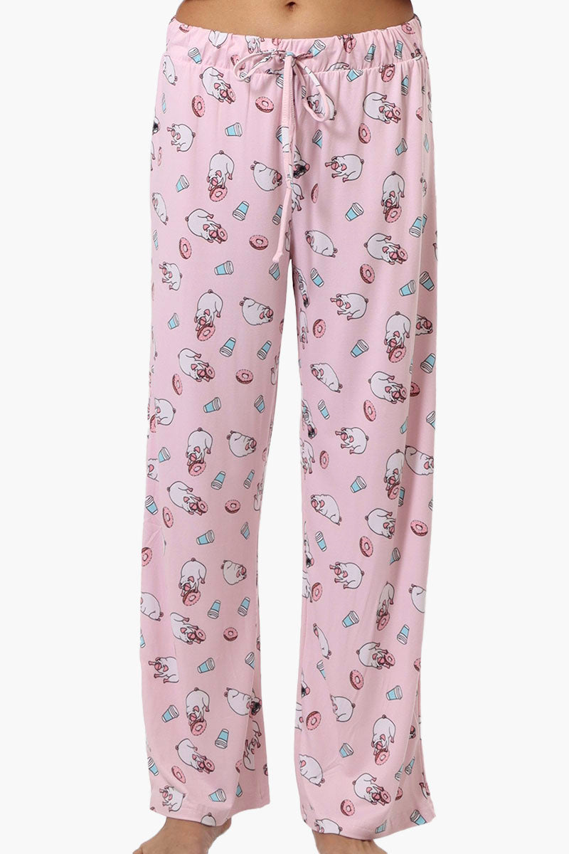 Canada Weather Gear Pug Pattern Wide Leg Pajama Pants - Pink - Womens Pajamas - Canada Weather Gear