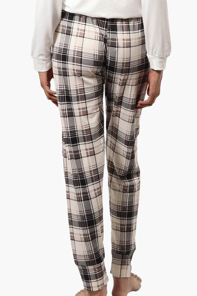 Canada Weather Gear Plaid Tie Waist Jogger Pajama Pants - Beige - Womens Pajamas - Canada Weather Gear