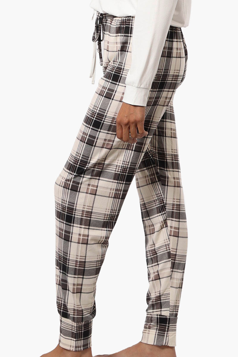 Canada Weather Gear Plaid Tie Waist Jogger Pajama Pants - Beige - Womens Pajamas - Canada Weather Gear