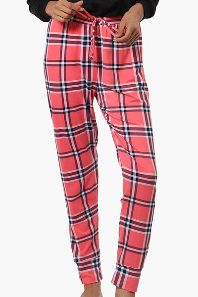 Canada Weather Gear Plaid Tie Waist Jogger Pajama Pants - Pink - Womens Pajamas - Canada Weather Gear