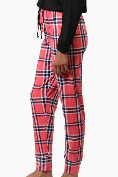 Canada Weather Gear Plaid Tie Waist Jogger Pajama Pants - Pink - Womens Pajamas - Canada Weather Gear