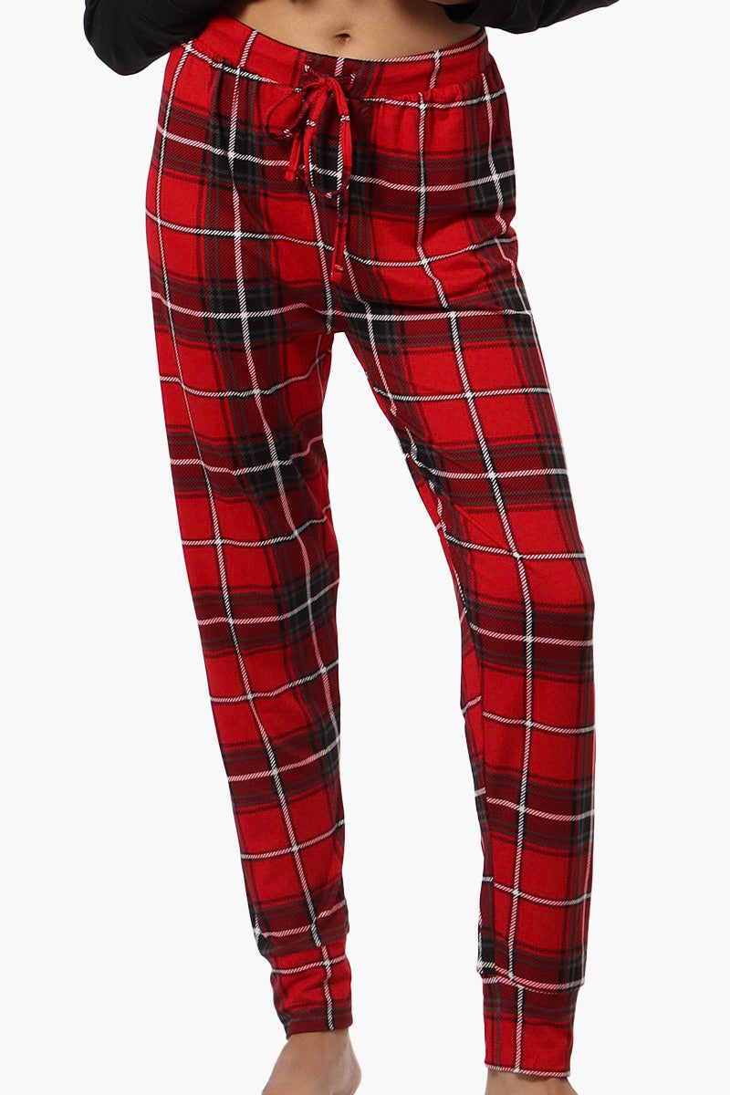 Canada Weather Gear Plaid Tie Waist Jogger Pajama Pants - Red - Womens Pajamas - Canada Weather Gear