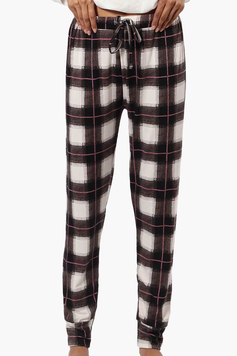 Canada Weather Gear Plaid Tie Waist Jogger Pajama Pants - White - Womens Pajamas - Canada Weather Gear