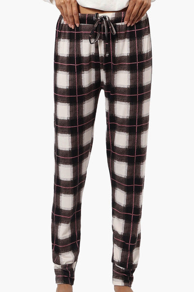 Canada Weather Gear Plaid Tie Waist Jogger Pajama Pants - White - Womens Pajamas - Canada Weather Gear