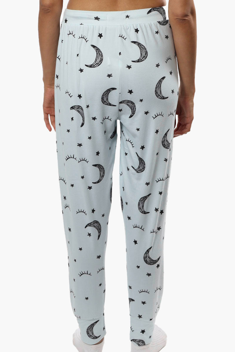 Cuddly Canuckies Moon Print Pajama Pants - Blue - Womens Pajamas - Canada Weather Gear