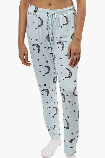 Cuddly Canuckies Moon Print Pajama Pants - Blue - Womens Pajamas - Canada Weather Gear