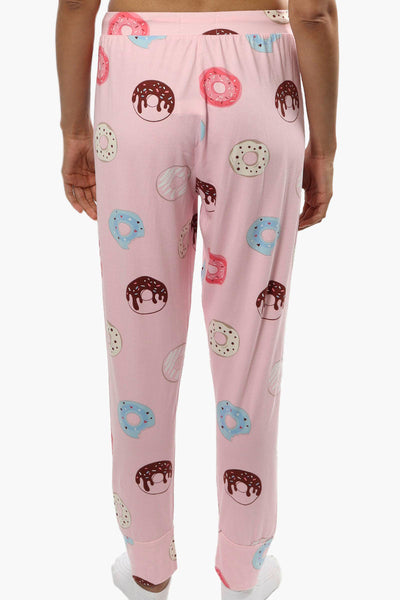 Cuddly Canuckies Donut Print Pajama Pants - Pink - Womens Pajamas - Canada Weather Gear