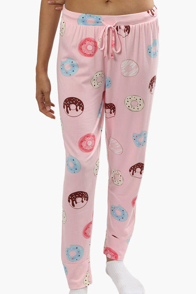 Cuddly Canuckies Donut Print Pajama Pants - Pink - Womens Pajamas - Canada Weather Gear