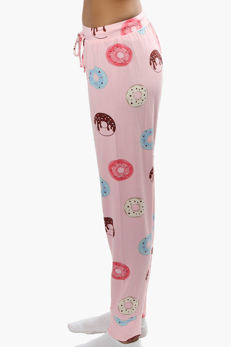 Cuddly Canuckies Donut Print Pajama Pants - Pink - Womens Pajamas - Canada Weather Gear