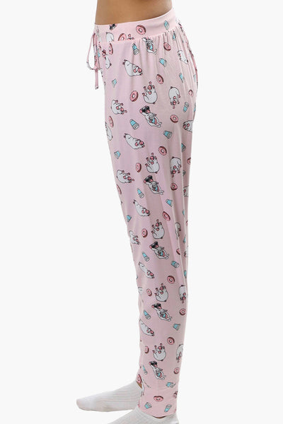 Cuddly Canuckies Pug Print Pajama Pants - Pink - Womens Pajamas - Canada Weather Gear