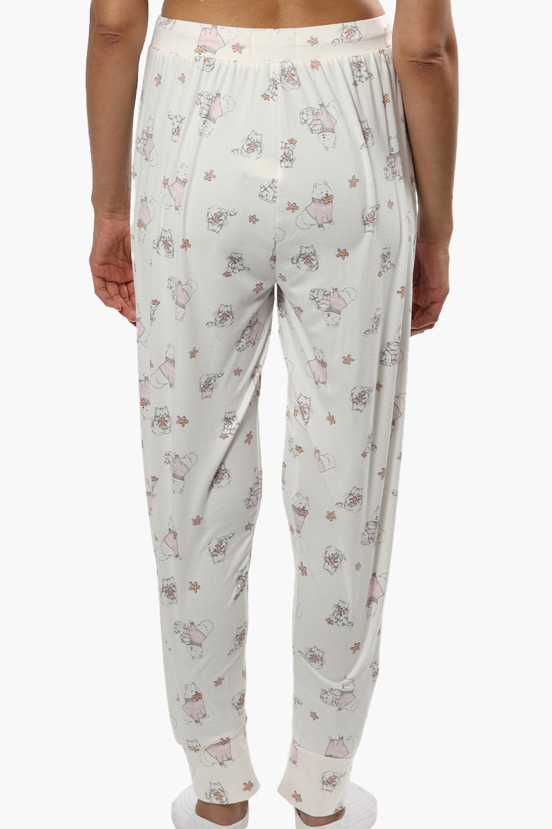 Cuddly Canuckies Pet Print Pajama Pants - White - Womens Pajamas - Canada Weather Gear